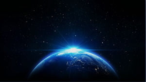 美しい青い地球の夜明けPPTの背景画像のダウンロード