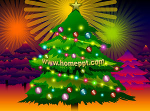 Indah latar belakang pohon Natal dengan template yang Natal PowerPoint