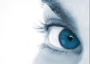 美丽的眼睛蓝色主题的PowerPoint模板