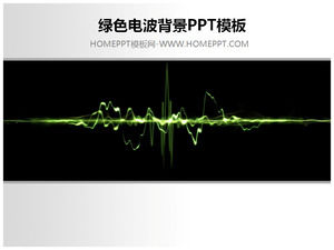 Black background green wave PPT template download