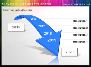 藍3D立體PPT箭頭素材下載