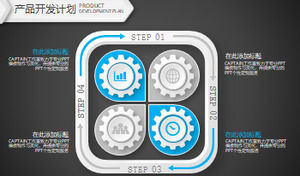Niebieski i biały biznes mikro-stereo PPT chart Daquan