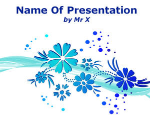 Biru Blooming Flowers powerpoint template yang