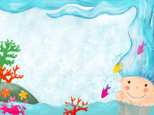 Blue coral character cartoon PPT background image