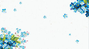 藍色清新動感復古花卉PPT背景圖片