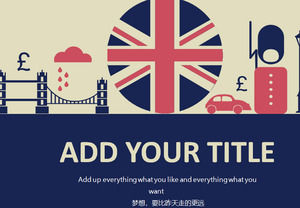 Blue Vintage British Fan PPT template free download