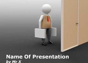Homem de negócio estatueta com o modelo de PowerPoint Suitcase