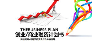 Business modèle PPT avec simple flèche montante solide et fond de crayon