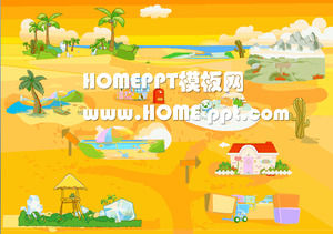 Cartoon background kindergarten courseware PPT template download