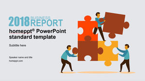 Modèle de ppt de rapport de résumé de travail créatif de puzzle