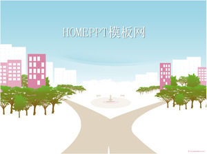 Cartoon city background PPT template download