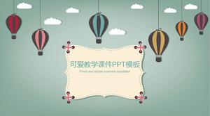 Kartun balon udara panas mengajar template PPT courseware