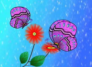 Plantilla de la mariposa del estilo de dibujos animados flor de PPT TemplateCartoon estilo de la flor de mariposa PPT