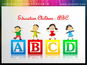 material de pequena ilustração alfabeto Inglês ABC fundo PPT infantil