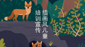 Ilustrasi Cina PPT courseware template untuk ilustrasi kartun latar belakang