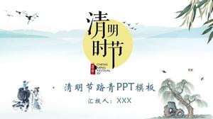 Chiński styl tuszu Qingming Festival odstąpienie szablon PPT