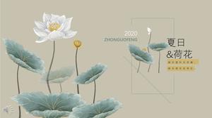 Chinese style summer lotus PPT template