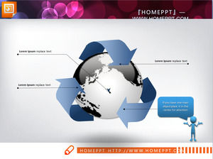 圆圈的箭头通过地球背景幻灯片材料包围