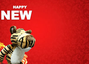 Template Day latar belakang kain harimau Tahun Baru PPT