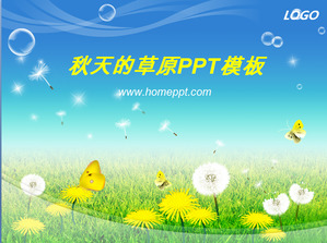 background warna pada padang rumput musim gugur kartun PowerPoint Template free download;