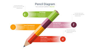 Color pencil four-column PPT chart