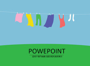 Colorful clothes concise PPT template for drying on a rope