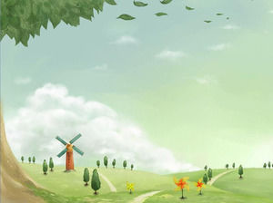 Country windmill cartoon slideshow background image download