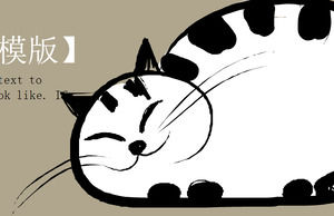 かわいい手描きの猫の背景漫画PPTテンプレート