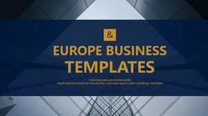 Dark blue modern building background of Daquan Europe and America PPT template
