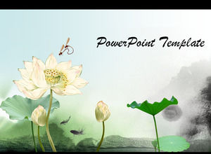 Delicate elegance lotus leaf ink Chinese style ppt template