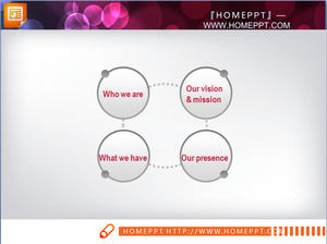 Dotted line four object relationship diagram PPT template