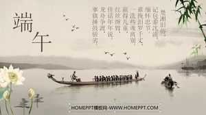 Dragon Boat Background of the Chinese Dragon Boat Festival Slideshow Template