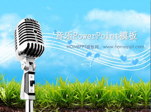 Microfon dinamic Notă Muzică fundal PowerPoint șablon Descărcați