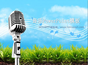 แบบไดนามิกไมโครโฟนหมายเหตุเพลงพื้นหลัง PowerPoint แม่แบบดาวน์โหลด