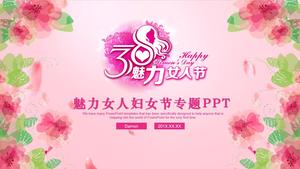 PPT-Vorlage für dynamische rosafarbene Frauen am Tag