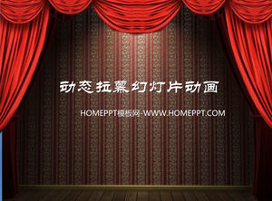 Dynamic pull curtain curtain PPT animation download