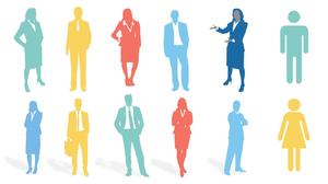 Editable business people silhouette PPT material