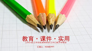 Education Training Teacher Open Class PPT Template on Color Pencil Background