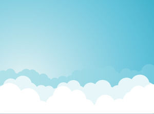 Elegant blue background with blue sky and white clouds cartoon PPT background image