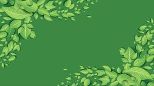 Exquisite green leaf PPT background image