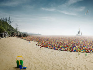 精致的海滨沙滩的PowerPoint背景图片下载