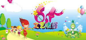 Exquisite sixty-one children's day slide template download