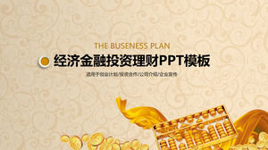 Financial investment financial PPT template with gold abacus background