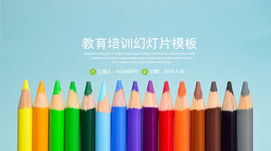 컬러 연필 배경에 대한 신선한 교육 교육 PPT 템플릿 무료 다운로드