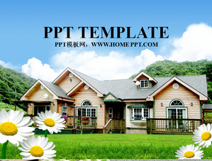 Fresh pastoral villa background Korean slide template download