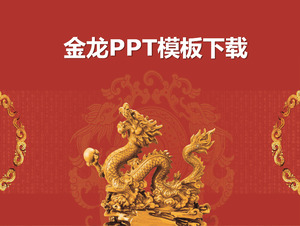 Golden Dragon Sculpture PowerPoint Template Scarica