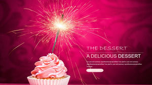 Gourmet-PPT-Vorlage mit rosa Eisdessert Hintergrund