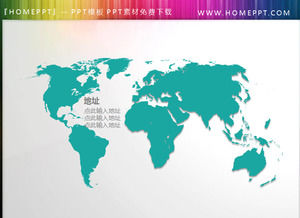 Zielona Flat World Map PPT Ilustracja do pobrania