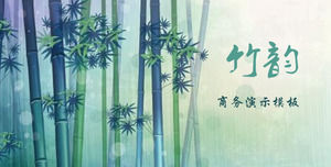 緑の新鮮で柔らかい竹の背景アートデザインPPTテンプレート