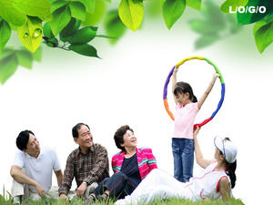 Green Korean family PPT template download